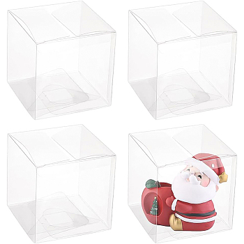 Transparent Plastic PET Box Gift Packaging, Waterproof Folding Cartons, Cube, Clear, 9x9x9cm