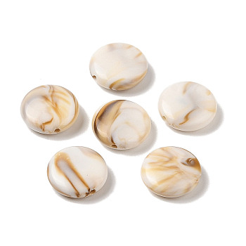 Two Tone Opaque Acrylic Beads, Imitation Gemstone, Flat Round, WhiteSmoke, 13.5x13.5x4.5mm, Hole: 1.5mm, about 847pcs/500g