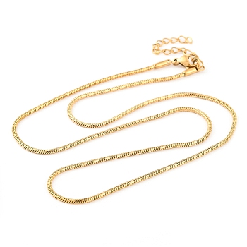 304 Stainless Steel Round Snake Chain Necklaces for Women, Golden, 17.80 inch(45.2cm), 1.5mm wide