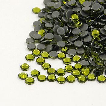 Glass Hotfix Rhinestone, Grade AA, Flat Back & Faceted, Half Round, Olivine, SS10, 2.7~2.8mm, about 1440pcs/bag