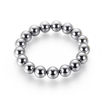 Terahertz Stone Beads Stretch Bracelets, Round, 2-1/4 inch(5.8cm), Bead: 12mm