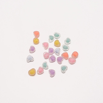 Frosted Transparent Acrylic Beads, Bead in Bead, Heart, Mixed Color, 12.5x15x11.5mm, Hole: 2.5mm, about 50pcs/bag