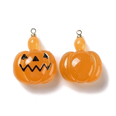 Halloween Pumpkin Transparent Resin Pendants(RESI-B010-03A)-2