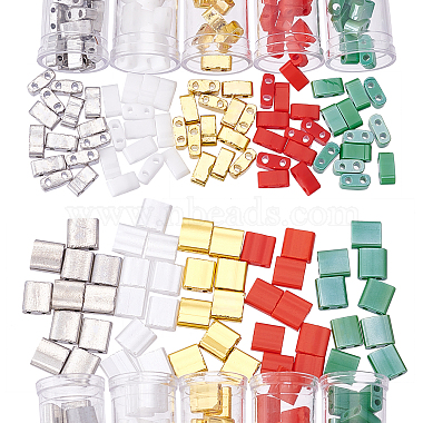 5mm Mixed Color Rectangle Glass Beads