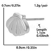 Fashionable Stainless Steel Shell Shape Stud Earrings, Irregular and Versatile Ear Accessories, Platinum, 7x9mm(YG0509-1)