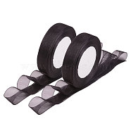 Sheer Organza Ribbon, Wide Ribbon for Wedding Decorative, Black, 3/4 inch(20mm), 25yards(22.86m)(RS20mmY039)