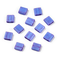 2-Hole Opaque Glass Seed Beads, Two Tone Color Frosted, Rectangle, Medium Slate Blue, 5x5~5.5x2~2.5mm, Hole: 0.8~1mm(SEED-N006-002-A01)