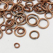 Brass Open Jump Rings, Nickel Free, Mixed Size, Red Copper, 18 Gauge, 4~10x1mm, Inner Diameter: 2~8mm(KK-MSMC005-R-NF)