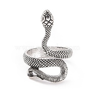Snake Wide Band Rings for Men, Punk Alloy Cuff Rings, Antique Silver, US Size 7 3/4(17.9mm), 5mm(RJEW-F126-09AS)