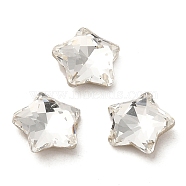 Glass Rhinestone Cabochons, Point Back & Back Plated, Faceted, Star, Crystal, 7x7x3mm(RGLA-P037-02B-001)