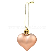 Valentine's Day Electroplate Plastic Heart Pendants Decorations, Nylon Rope Christmas Tree Hanging Ornaments, Dark Salmon, 150mm, 12pcs/box(KY-D020-02D)