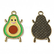 Alloy Enamel Pendants, Cadmium Free & Lead Free, Light Gold, Avocado, Sienna, 22x13x1.5mm, Hole: 1.5mm(ENAM-N059-47)