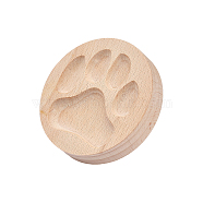 Wood Cookie Molds, Biscuit Stamps, Round, Paw Print, 65.5x40mm, Inner Diameter: 49mx49m(WOOD-WH0030-29A)
