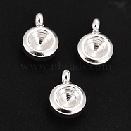 201 Stainless Steel Pendant Rhinestone Settings, For Pointed Back Rivoli Rhinestone, Flat Round, Silver, Fit for 4mm  Rhinestone, 9.5x6.5x3.5mm, Hole: 2mm(STAS-G224-27S)