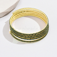 Real 18K Gold Plated Brass Multi Layer Wrap Bracelets, Cubic Zirconia Tennis Bracelet, Green, No Size(RM1445-7)