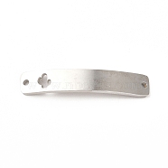 304 Stainless Steel Connector Charms, Curve Rectangle with Pattern, Stainless Steel Color, Cactus Pattern, 34.5x6x1.5mm, Hole: 1.5mm(STAS-G294-02P-03)