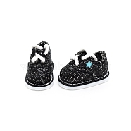 Star Pattern Cloth Doll Shoes, for BJD Doll Accessories, Black, 30x17mm(PW-WG90864-11)
