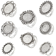 16Pcs 8 Style Adjustable Alloy Finger Rings Components, Bezel Cup Ring Settings, Flower & Oval & Sun, Antique Silver, Inner Diameter: 17mm, Tray: 13x18mm, 2Pcs/style(FIND-SC0008-66)
