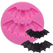 Food Grade Silicone Molds, Fondant Molds, For DIY Cake Decoration, Chocolate, Candy, UV Resin & Epoxy Resin Jewelry Making, Bat, Pink, 56x8mm, Inner Diameter: 38~51mm(DIY-E014-08)