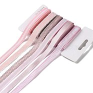 18 Yards 6 Styles Polyester Ribbon, for DIY Handmade Craft, Hair Bowknots and Gift Decoration, Pink Color Palette, Pink, 3/8~1/2 inch(9~12mm), about 3 yards/style(SRIB-Q022-D01)