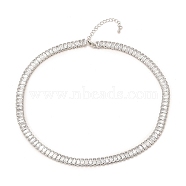 Brass Micro Pave Cubic Zirconia Link Chain Bracelets, Long-Lasting Plated, Real Platinum Plated, 13-3/4 inch(35cm)(BJEW-F416-06P)