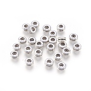 Tibetan Style Spacer Beads, Cadmium Free & Nickel Free & Lead Free, Column, Antique Silver, about 5mm in diameter, 4mm thick, hole: 3mm(LF1096Y-NF)