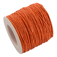 Waxed Cotton Thread Cords, Dark Orange, 1mm, about 100yards/roll(300 feet/roll)(YC-R003-1.0mm-161)
