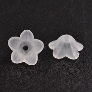 Transparent Acrylic Beads, Frosted, Flower, White, about 13mm in diameter, 7mm thick, hole:1mm, about 1865pcs/500g(PL560)