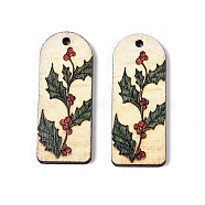 Printed Poplar Wood Pendants, Christmas Series, Arch, 35x14x2mm, Hole: 1.6mm(FIND-N005-74J)