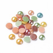 Pearlized Plated Opaque Glass Cabochons, Half Round/Dome, Mixed Color, 9.5x5mm(X-PORC-S801-10mm-M)