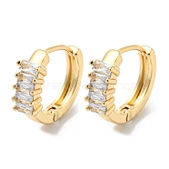 Brass Micro Pave Clear Cubic Zirconia Hoop Earrings for Women, Light Gold, 15x5.5mm(EJEW-E295-13KCG)