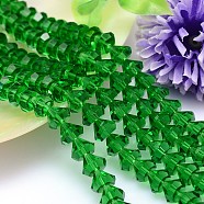 Faceted Cone Imitation Austrian Crystal Bead Strands, Grade AAA, Lime Green, 10x8mm, Hole: 0.9~1mm, about 50pcs/strand, 15.7 inch(G-M187-10mm-15A)