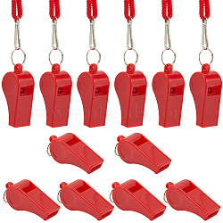 CREATCABIN ABS Plastic Sports Outdoor Whistles, with Lanyard, Red, 450mm, 12pcs(NJEW-CN0001-09B)