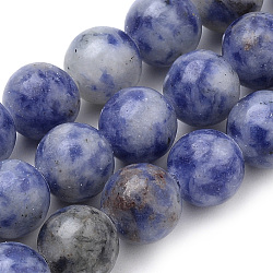 Natural Brazil Blue Spot Jasper Beads Strands, Round, 10mm, Hole: 1mm, about 40pcs/strand, 15.7 inch(G-S259-36-10mm)