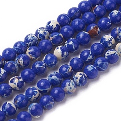 Synthetic Imperial Jasper Beads Strands, Dyed, Round, Dark Blue, 4mm, Hole: 0.7mm, about 94pcs/strand, 15.15 inch(38.5cm)(G-L496-B02)