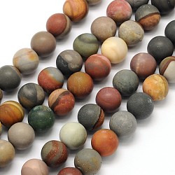 Frosted Round Natural Polychrome Agate Beads Strands, 8mm, Hole: 1mm, about 49pcs/strand, 15.3 inch(G-N0166-67-8mm)