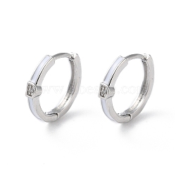 Brass Micro Pave Cubic Zirconia Hoop Earrings, Ring, Real Platinum Plated, 13x2.5mm(EJEW-P259-13P)