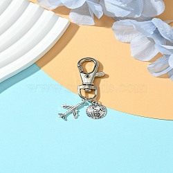 Alloy Airplane Pendant Decorations, with Alloy Swivel Lobster Claw Clasps, Antique Silver & Platinum, 63mm(HJEW-YW00011-01)