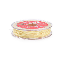 2-Ply Round Waxed Cotton Thread Cords, Import From Japan, Champagne Yellow, 0.5mm, about 21.87 Yards(20m)/Roll(YC-T004-01A-02)