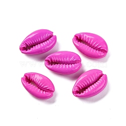 Baking Painted Cowrie Shell Beads, No Hole/Undrilled, Magenta, 14.5~22x9~15.5x6~9.5mm(SSHEL-M023-01N)