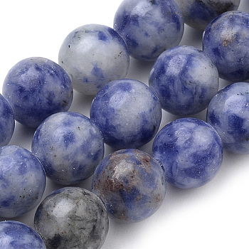 Natural Brazil Blue Spot Jasper Beads Strands, Round, 10mm, Hole: 1mm, about 40pcs/strand, 15.7 inch