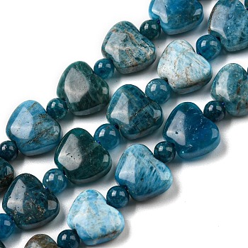 Natural Apatite Beads Strands, Apple, 9x10.5x5mm, Hole: 1mm, about 35pcs/strand, 15.47''~15.67'' (39.3~39.8cm)