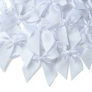Polyester Satin Ornament Accessories, Bowknot, White, 85x85mm