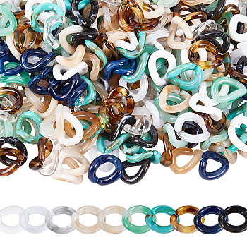 Acrylic Linking Rings, Quick Link Connectors, For Jewelry Curb Chains Making, Twist, Mixed Color, 500pcs/set