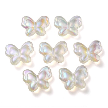 UV Plating Luminous Transparent Acrylic Beads, Glow in The Dark, Butterfly, Clear AB, 25x30x8.5mm, Hole: 2mm