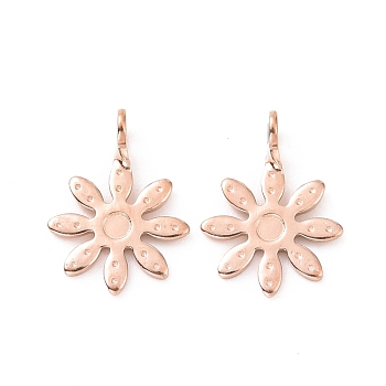 Ion Plating(IP) 304 Stainless Steel Pendants, Flower, Rose Gold, 10x7x2mm, Hole: 1mm