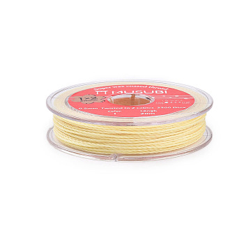 2-Ply Round Waxed Cotton Thread Cords, Import From Japan, Champagne Yellow, 0.5mm, about 21.87 Yards(20m)/Roll