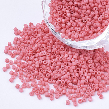 Baking Paint Cylinder Seed Beads, Uniform Size, Light Coral, 1.5~2x1~2mm, Hole: 0.8mm, about 4000pcs/bag, about 50g/bag