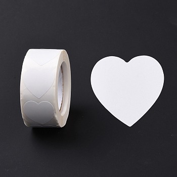 Heart Paper Stickers, Adhesive Labels Roll Stickers, Gift Tag, for Envelopes, Party, Presents Decoration, White, 25x24x0.1mm, 500pcs/roll