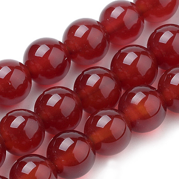 Natural Carnelian Beads Strands, Dyed, Round, 8mm, Hole: 1mm, about 50pcs/strand, 15.7 inch